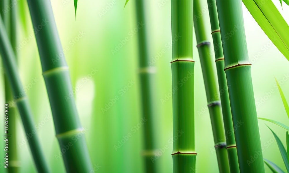Fototapeta premium Serene green bamboo stems with sunlit background