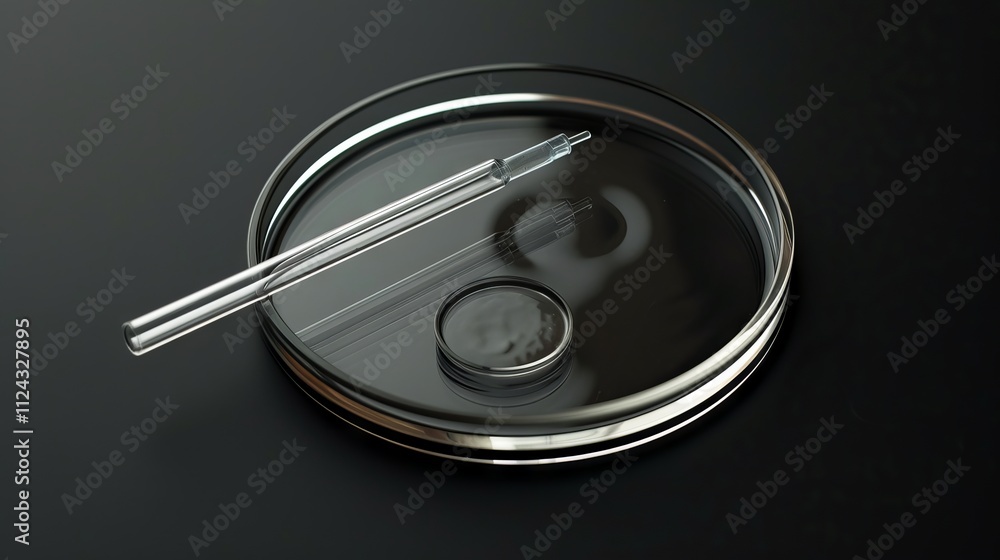 Scientist using pipette to transfer liquid into petri dish in modern laboratory setting for biological and chemical research
