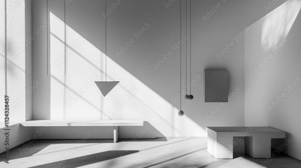 Fototapeta premium Minimal Monochrome Architectural Composition with Natural Light