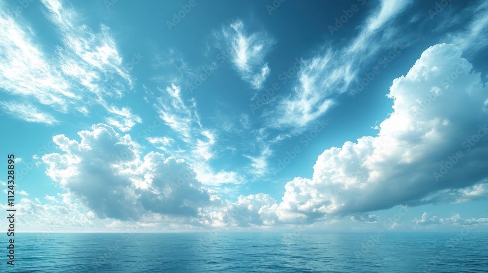 An expansive azure sky dotted with scattered clouds of varying An expansive azure sky dotted with scattered clouds of varying