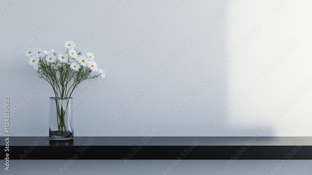 Elegant Simplicity: A Bouquet of Daisies on a Black Ledge Elegant Simplicity: A Bouquet of Daisies on a Black Ledge