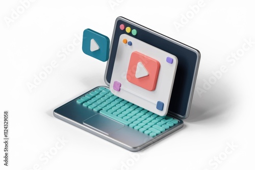 Wallpaper Mural Laptop screen displaying a video player interface with play button icons. Torontodigital.ca