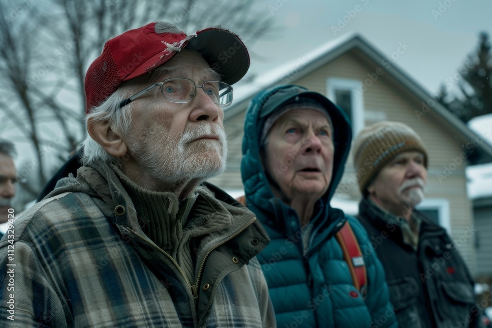 Unidentified people with white beard and gray hair in a cap on the street. Unidentified people with white beard and gray hair in a cap on the street.