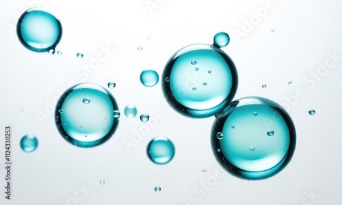 Wallpaper Mural Floating blue water bubbles in a minimalist abstract background Torontodigital.ca