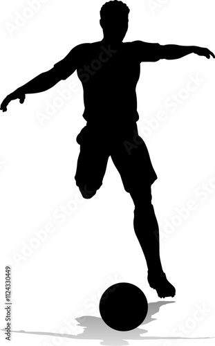 A soccer or football player male silhouette man