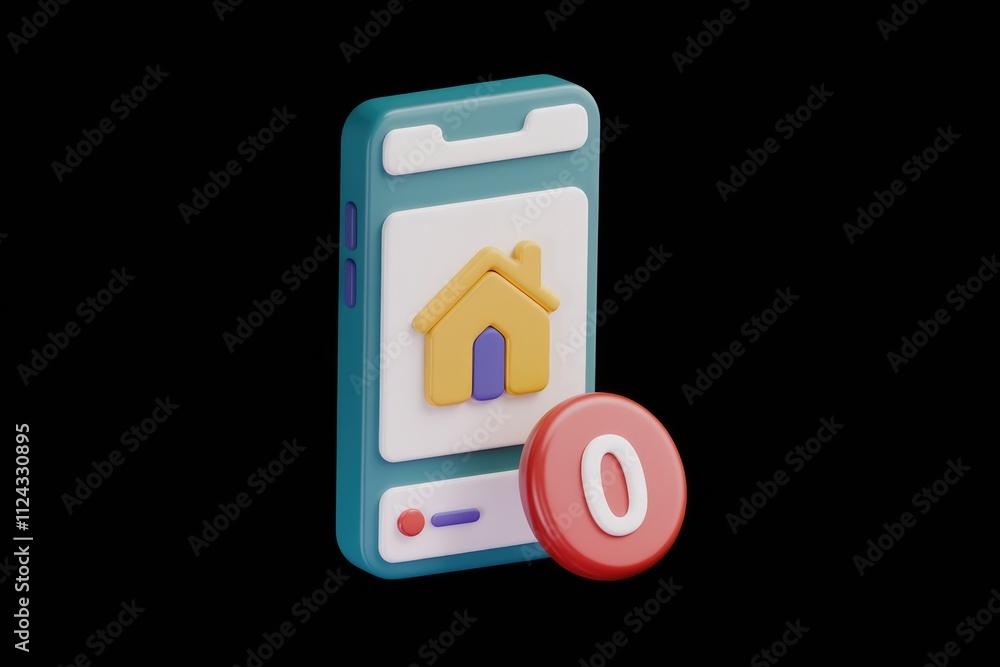 Mobile app interface showing a house icon with a zero notification badge, suggesting no new home listings. Mobile app interface showing a house icon with a zero notification badge, suggesting no new home listings.