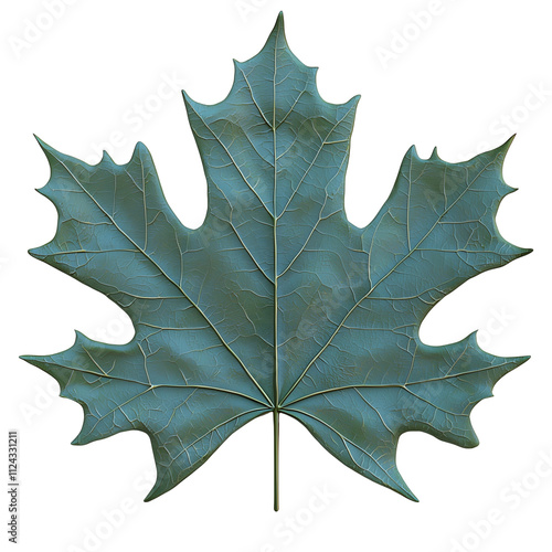 Realistic Maple Leaf with Blue-Green Texture for Nature and Botanical Designs