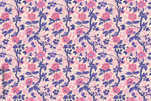 Purple and pink chinoiserie pattern