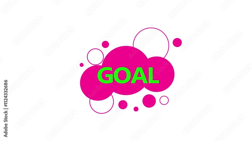 Text goal animated on colorful speech bubble animated on black background. Text goal animated on colorful speech bubble animated on black background.