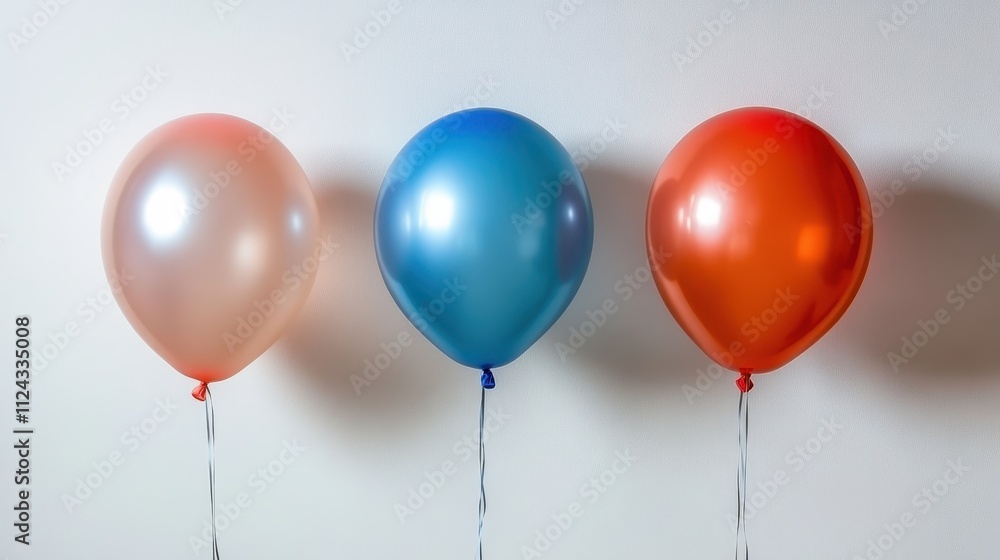 Colorful Balloons Floating on White Background Colorful Balloons Floating on White Background
