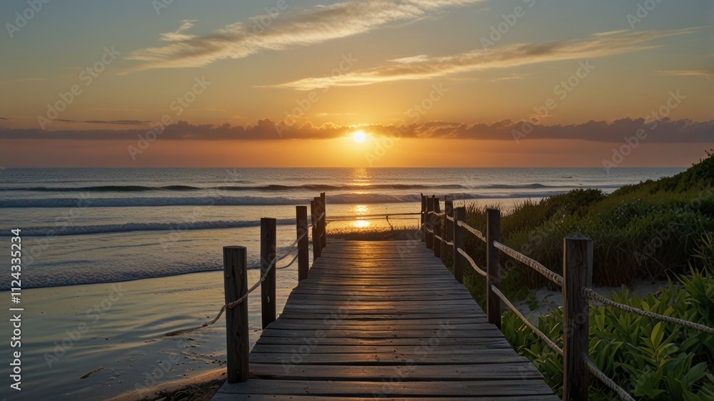 Obraz premium Sunrise Beach Walkway