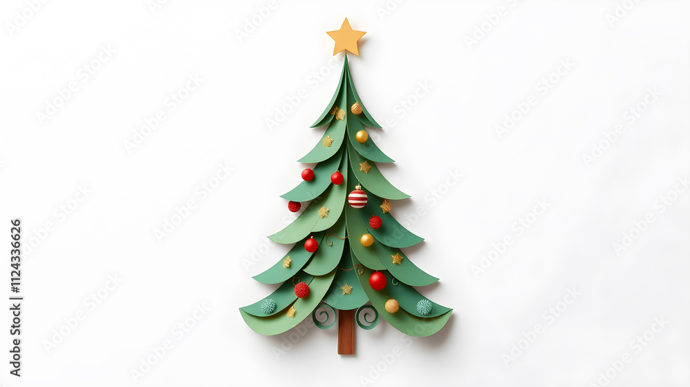 Fototapeta premium Creative paper Christmas tree. Vector Illustration. Generative AI