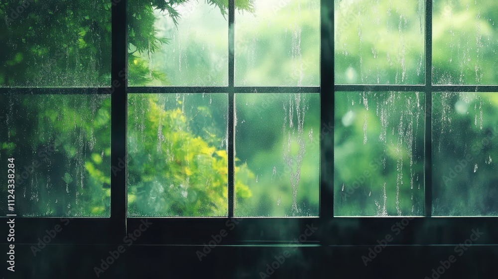 Rain drop on window glass with blur nature tree background,Summer rain,Rain drops on window glass outdoors. Texture of water in heavy rain,Water drop steam,space for text. Rain drop on window glass with blur nature tree background,Summer rain,Rain drops on window glass outdoors. Texture of water in heavy rain,Water drop steam,space for text.