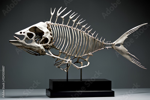 Metallic fish skeleton figu...