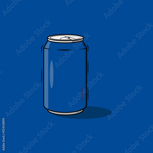 A blue soda can of  on a blue background