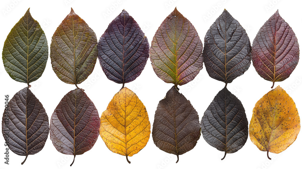 Obraz premium Autumn Leaves Collection Dark Red Purple Brown Yellow Foliage