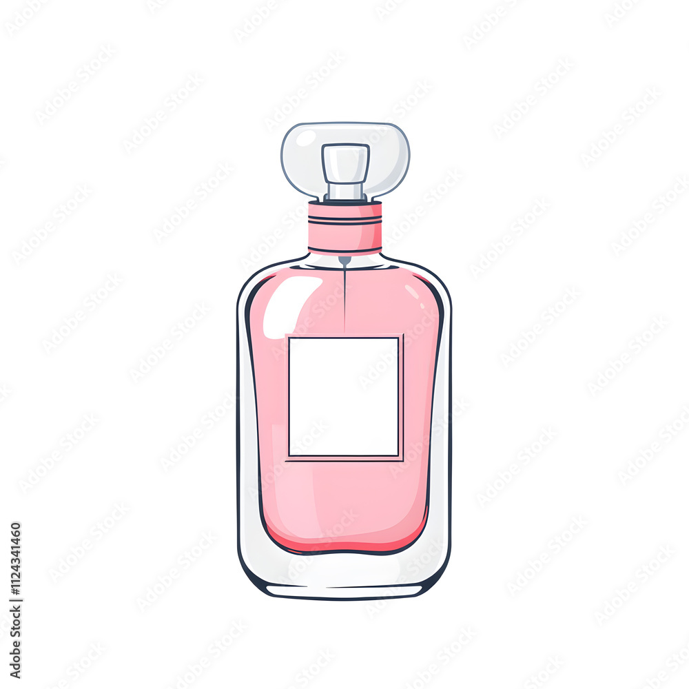 Cute Pink Color Girl Parfume Bottle. Simple Illustration of Decorative Cosmetics, Isolated on White, Vector Flat Cartoon Illustration, Clipart. Generative AI Cute Pink Color Girl Parfume Bottle. Simple Illustration of Decorative Cosmetics, Isolated on White, Vector Flat Cartoon Illustration, Clipart. Generative AI