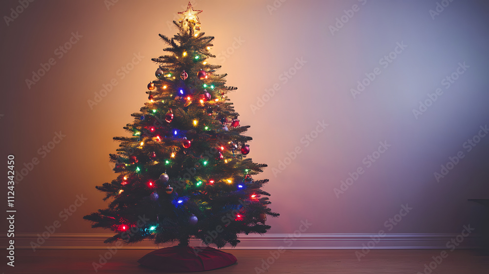 A Stunningly Decorated Christmas Tree in a Cozy New England Style Home with Rustic Decor and Warm Colors A Stunningly Decorated Christmas Tree in a Cozy New England Style Home with Rustic Decor and Warm Colors