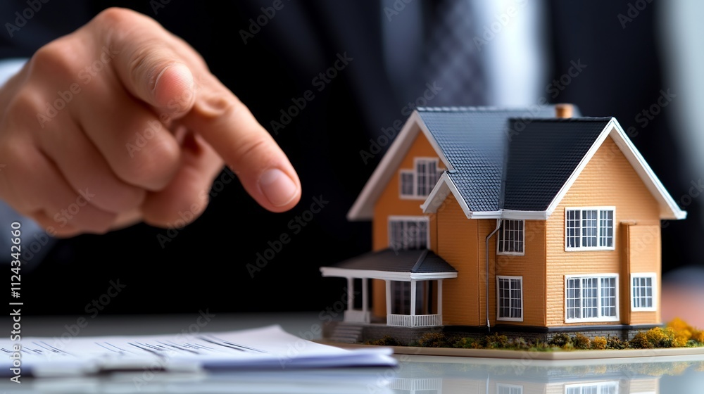 Real Estate Agent Presenting House Model Real Estate Agent Presenting House Model
