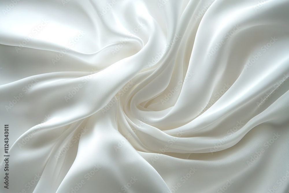 Fototapeta premium Soft White Silk Fabric with Elegant Folds and Smooth Texture