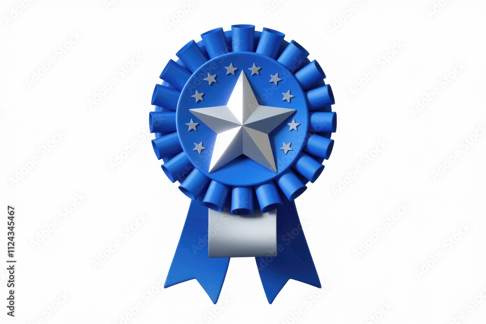 A blue rosette with a silver star, signifying achievement and excellence. A blue rosette with a silver star, signifying achievement and excellence.