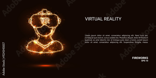 Virtual reality. Virtual reality consists of sparks and fire. Festive bright fireworks. Decorative element for celebrations and holidays. Vector illustration.