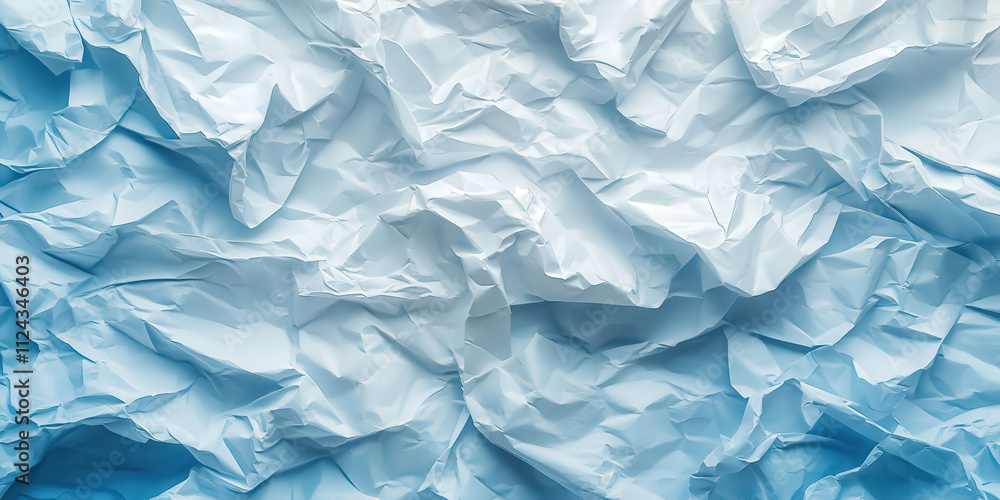 Obraz premium Crumpled Light Blue Paper Texture for Background or Graphic Design, Soft and Smooth Creases, Artistic and Creative Element for Various Uses