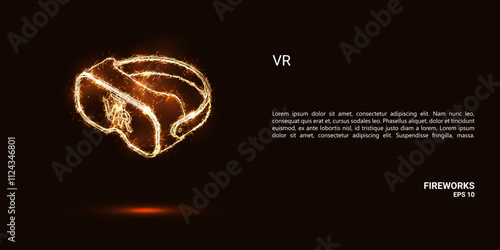 VR. VR consists of sparks and fire. Festive bright fireworks. Decorative element for celebrations and holidays. Vector illustration.