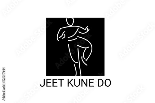 jeet kune do sport vector line icon. sportsman, fighting stance. sport pictogram illustration.