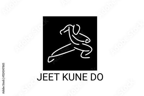 jeet kune do sport vector line icon. sportsman, fighting stance. sport pictogram illustration.