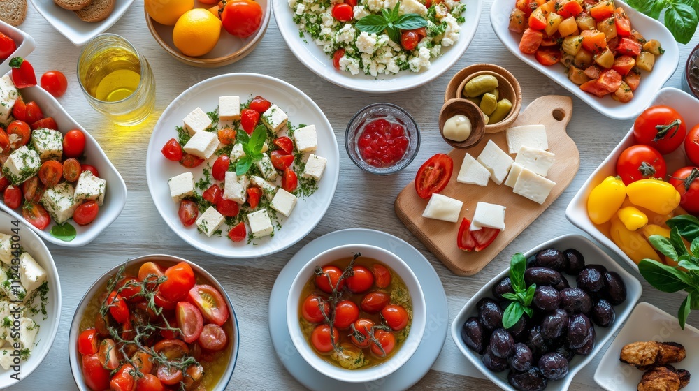 salad buffet with tomatoes and cucumbers salad buffet with tomatoes and cucumbers
