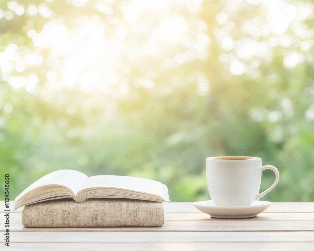 Serene Morning Study Coffee, Open Book, and Gentle Sunlight on a Minimalist Table Serene Morning Study Coffee, Open Book, and Gentle Sunlight on a Minimalist Table
