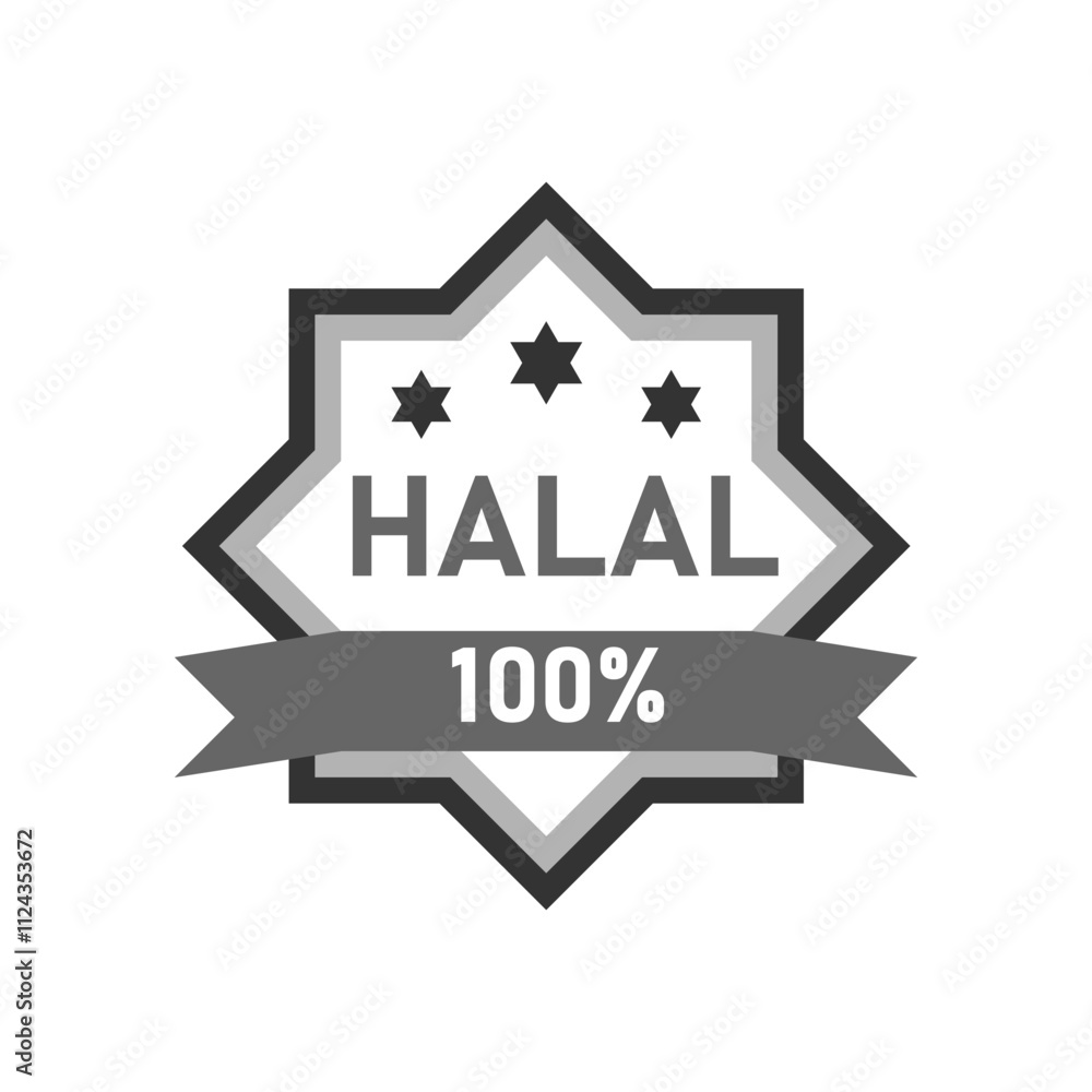Halal food sign. Muslim product sign. Special menu. Certificate tag. Vector illustration Halal food sign. Muslim product sign. Special menu. Certificate tag. Vector illustration