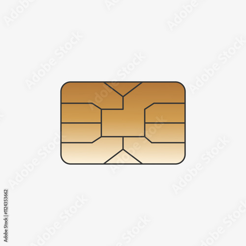 Golden chip card icon. Vector illustration