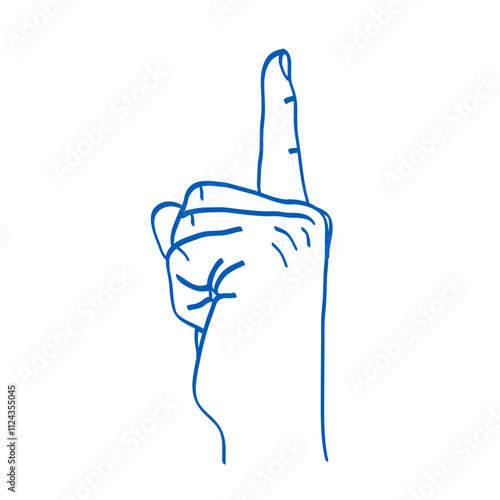 Index finger up. Hand gesture vector sketch illustration