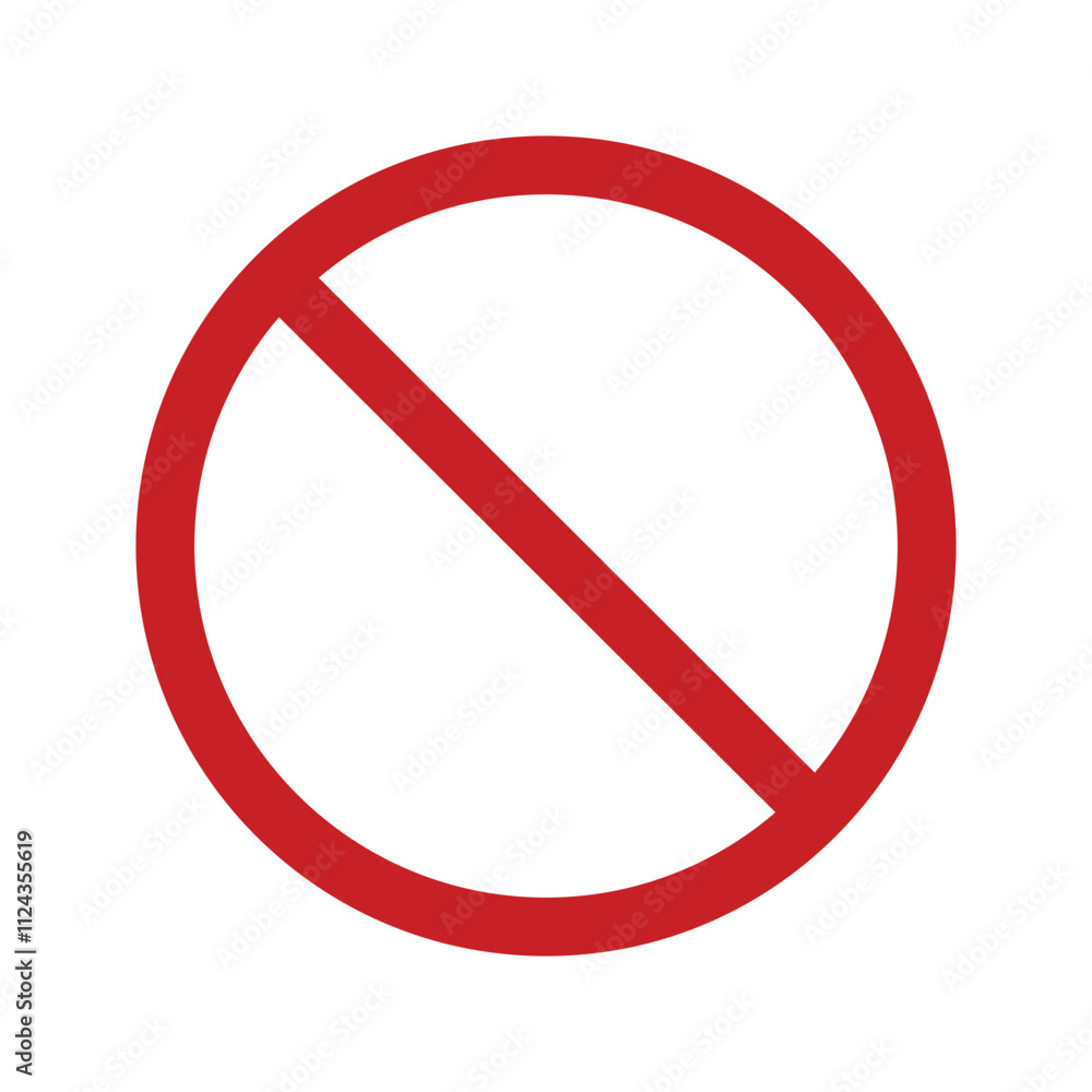 red prohibition sign on white plate isolated on white background. vector illustration red prohibition sign on white plate isolated on white background. vector illustration