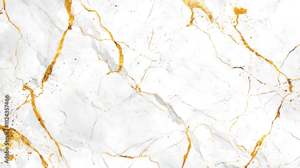 Obraz premium A captivating image of a refined white and gold marble texture, featuring bold contrasting veins that illustrate luxury and sophistication. This backdrop serves as an eye-catching element for