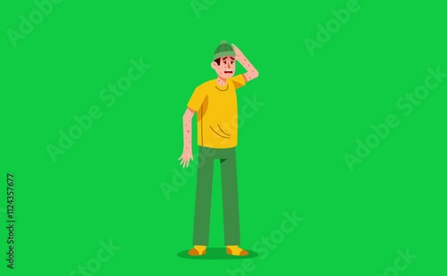 Green Screen Young Man Got Fever