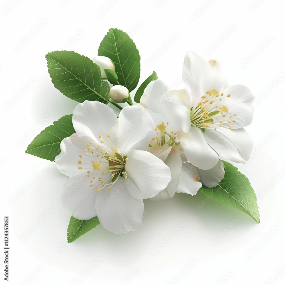 Fototapeta premium apple tree flowers White Background Generative AI.