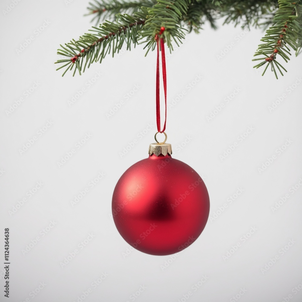 Christmas Ball, red bauble, isolated on white background, full depth of field Christmas Ball, red bauble, isolated on white background, full depth of field