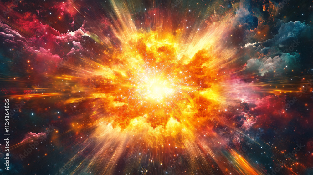 Obraz premium Cosmic Explosion: A vibrant image of a powerful supernova explosion in space
