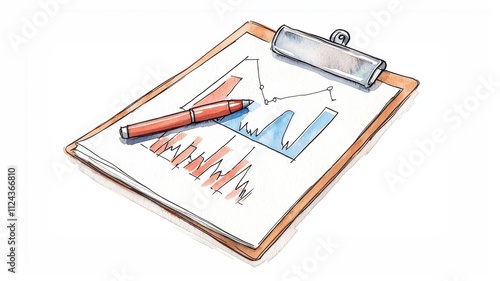 Wallpaper Mural Watercolor business insights analyzing trends and data on a clipboard in a modern office environment Torontodigital.ca