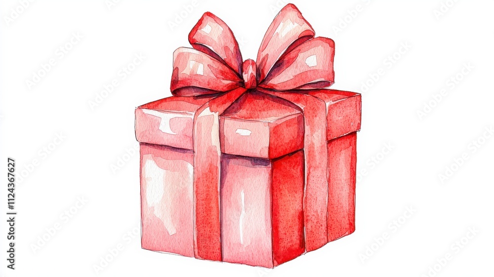 Obraz premium Festive watercolor gift box home celebration illustration cozy setting close-up view joyful concept