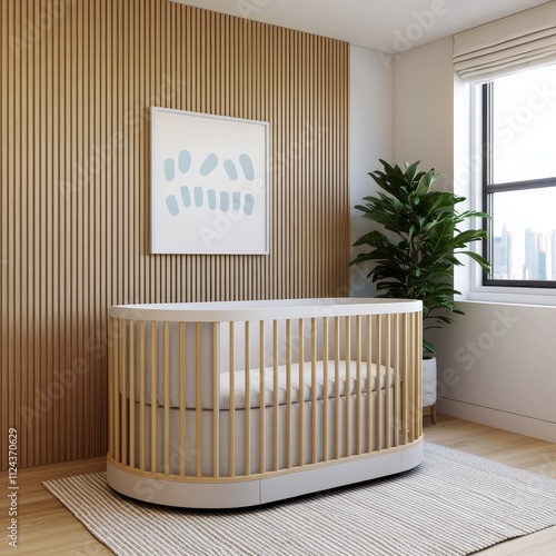 Modern nursery design urban apartment interior decor cozy environment relaxed viewpoint family concept