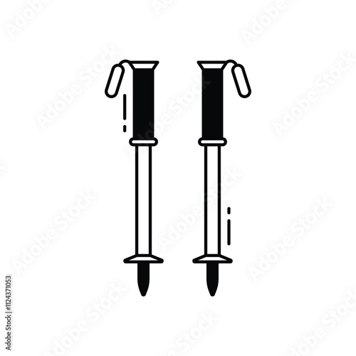 Trekking pole vector icon