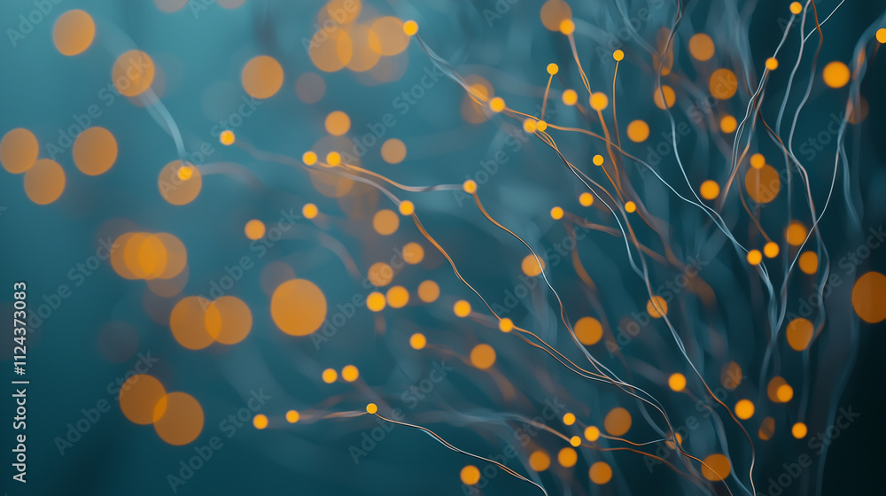 A close-up of a glowing digital network in neon orange, with sharp lines and delicate nodes extending into a blurred blue bokeh background. A close-up of a glowing digital network in neon orange, with sharp lines and delicate nodes extending into a blurred blue bokeh background.
