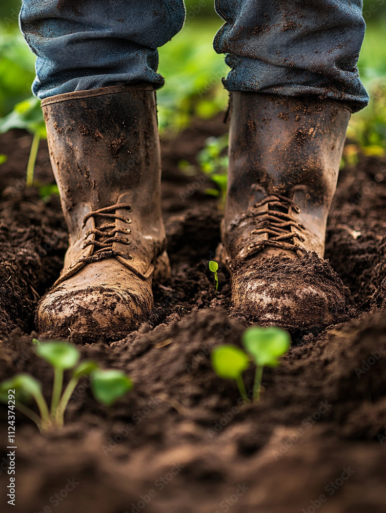 Dirty Garden Boots in Soil – Symbol of Hard Work, Agriculture, and Cultivation, Gardening Lifestyle, Farming Labor, Outdoor Rural Work Scene Dirty Garden Boots in Soil – Symbol of Hard Work, Agriculture, and Cultivation, Gardening Lifestyle, Farming Labor, Outdoor Rural Work Scene