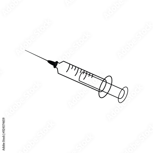Minimalist Syringe Icon. Medical Vector Graphic. Syringe Vector Art for Medical Infographics.