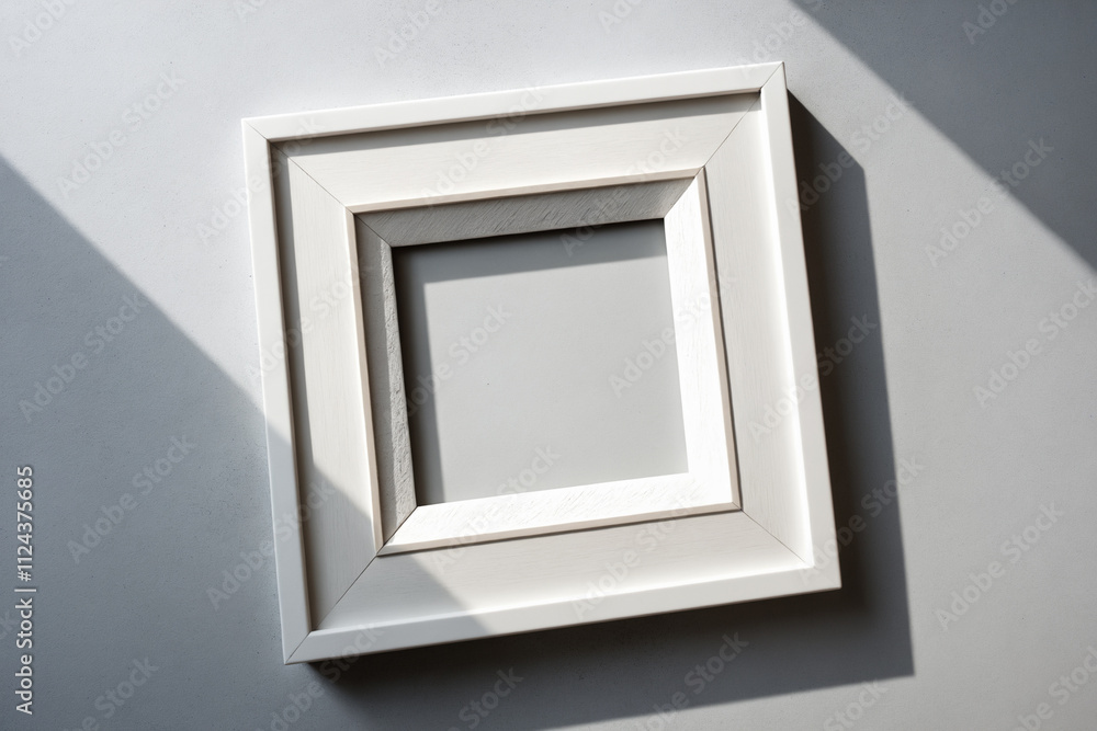 white photoframe on wall. emplate for presentation white photoframe on wall. emplate for presentation