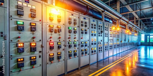 Industrial Electrical Switchgear at Power Plant Substation - High-Definition Image